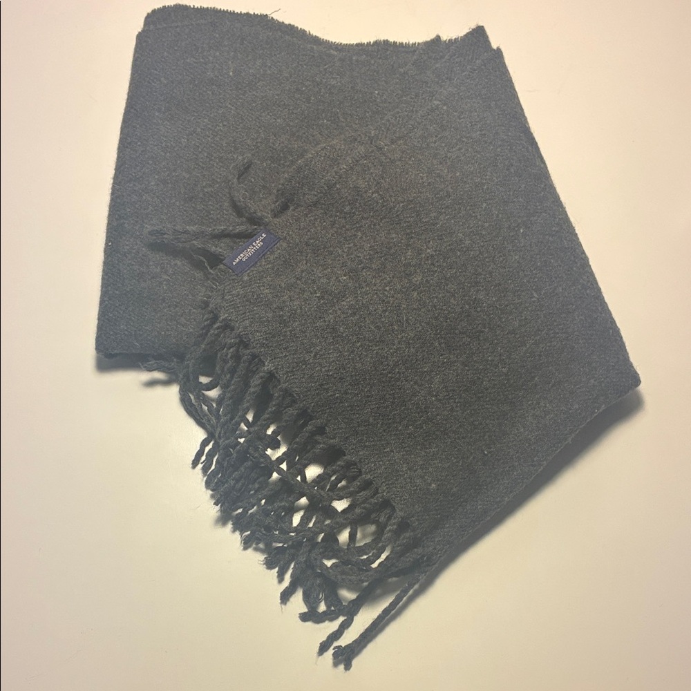 American Eagle Outfitters Charcoal Scarf with Fringe